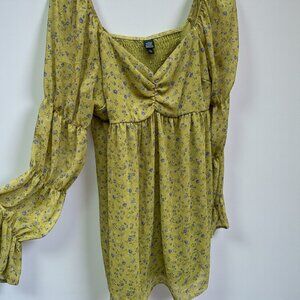 Wild Fable Floral Square Neck Long Sleeve Mini Dress XL